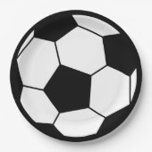 Einfaches Schwarz-Weiß-Fußball-Party Pappteller (Vorderseite)