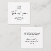 Einfaches Schwarz & Weiß Geschäft Vielen Dank Beil Quadratische Visitenkarte (Vorne/Hinten)