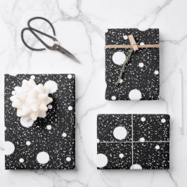 Einfaches Schwarz-Weiß-Geschenk Geschenkpapier Set