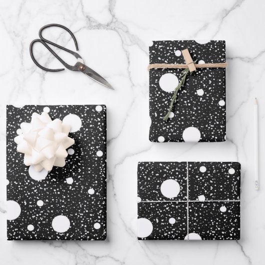 Einfaches Schwarz-Weiß-Geschenk Geschenkpapier Set (Vorderseite)