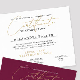 Einfaches Schwarz-weiß-Gold-Zertifikat Poster