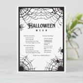 Einfaches Schwarz-Weiß-Halloween Menükarte (Stehend Vorderseite)