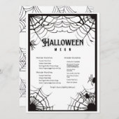 Einfaches Schwarz-Weiß-Halloween Menükarte (Vorne/Hinten)