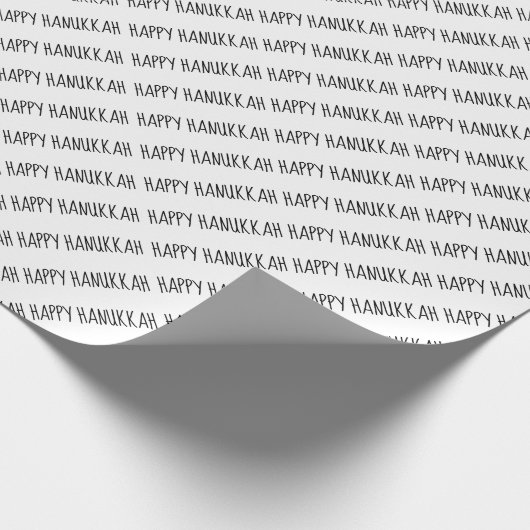Einfaches Schwarz-Weiß-Happy Hanukkah-Script Geschenkpapier (Ecke)