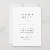 Einfaches Schwarz-Weiß-Hochzeitsessen Probe Einladung (Vorderseite)