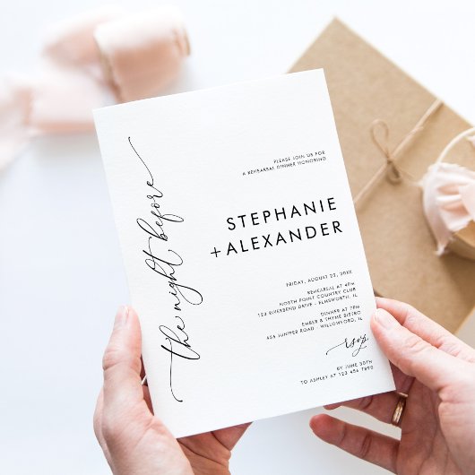 Einfaches Schwarz-Weiß-Hochzeitsessen Probe Einladung