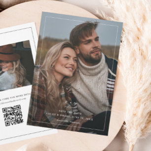 Einfaches Schwarz-Weiß-Hochzeitsfoto Save The Date