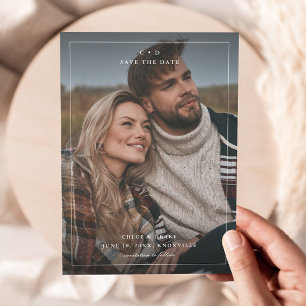 Einfaches Schwarz-Weiß-Hochzeitsfoto Save The Date