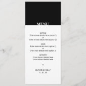 Einfaches Schwarz-Weiß-Hochzeitsmenü Menükarte (Vorderseite)