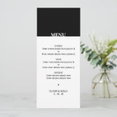 Einfaches Schwarz-Weiß-Hochzeitsmenü Menükarte (Stehend Vorderseite)