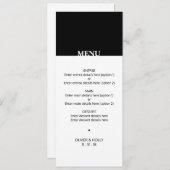 Einfaches Schwarz-Weiß-Hochzeitsmenü Menükarte (Vorne/Hinten)