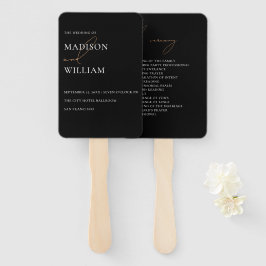 Einfaches Schwarz-Weiß-Hochzeitsprogramm Fächer