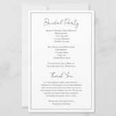 Einfaches Schwarz-Weiß-Hochzeitsprogramm für Skrip (Rückseite)