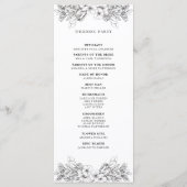 Einfaches Schwarz-Weiß-Hochzeitsprogramm mit Blume Programm (Rückseite)