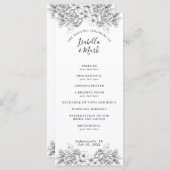 Einfaches Schwarz-Weiß-Hochzeitsprogramm mit Blume Programm (Vorne/Hinten)