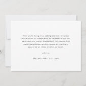 Einfaches Schwarz-Weiß-Hochzeitsskript-Foto Dankeskarte (Rückseite)