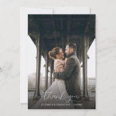 Einfaches Schwarz-Weiß-Hochzeitsskript-Foto Dankeskarte (Vorderseite)