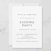 Einfaches Schwarz-Weiß-Hochzeitsstift-Abend-Party Einladung (Vorderseite)