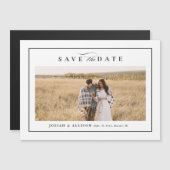 Einfaches Schwarz-Weiß-Hochzeitsstil Save the Date Magnetkarte (Vorne/Hinten)