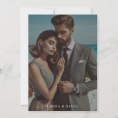 Einfaches Schwarz-Weiß-Hochzeitsüberlagerungs-Foto Save The Date (Rückseite)