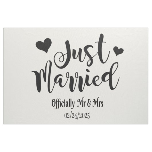 Einfaches Schwarz/Weiß Just Married Auto-Schild Stoff (Yard (91,4 cm))