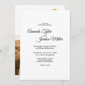 Einfaches Schwarz-Weiß-Kalligrafie-Hochzeitssemble Einladung (Vorne/Hinten)