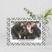 Einfaches Schwarz/Weiß Kariertes Foto Weihnachten (Stehend Vorderseite)