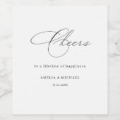 Einfaches Schwarz-Weiß-Käse-Hochzeitslabel Weinetikett (Einzelnes Label)