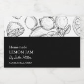 Einfaches Schwarz-Weiß-Lemon-Jam-Label Lebensmitteletikett (Einzelnes Label)