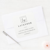 Einfaches Schwarz-Weiß-Logo-Label Quadratischer Aufkleber (Umschlag)