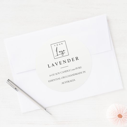 Einfaches Schwarz-Weiß-Logo-Label Runder Aufkleber (Umschlag)