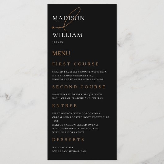 Einfaches Schwarz-Weiß-Menü Menükarte (Vorderseite)
