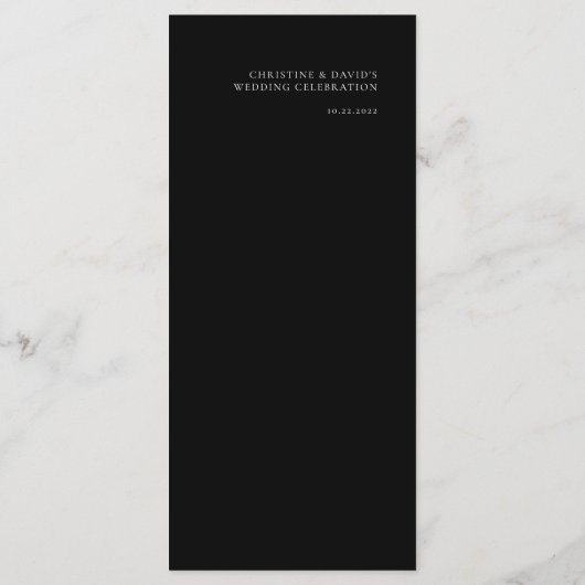 Einfaches Schwarz-Weiß-Menü Menükarte (Rückseite)