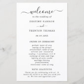 Einfaches Schwarz-weiß-Minimal-Hochzeitsprogramm (Vorderseite)