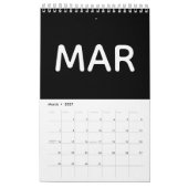 Einfaches Schwarz-Weiß-Minimalist 2026 Kalender (Mär 2027)
