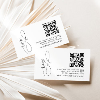 Einfaches Schwarz-Weiß-Modernes QR-Code-RSVP Begleitkarte