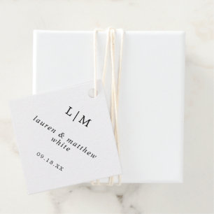 Einfaches Schwarz-Weiß-Monogramm Elegante Hochzeit Geschenkanhänger