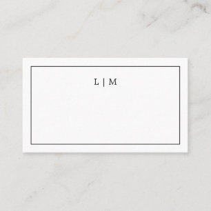 Einfaches Schwarz-Weiß-Monogramm Elegante Hochzeit Platzkarte
