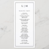 Einfaches Schwarz-Weiß-Monogramm Elegante Hochzeit Programm (Rückseite)