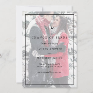 Einfaches Schwarz-Weiß-Monogramm Elegante Hochzeit Save The Date
