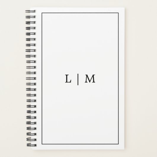 Einfaches Schwarz-Weiß-Monogramm-Geschäft Planer (Vorderseite)