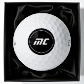 Einfaches Schwarz-Weiß-Monogramm mit Initialen Golfball