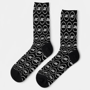 Einfaches Schwarz-Weiß-Monogramm mit Initialen Socken