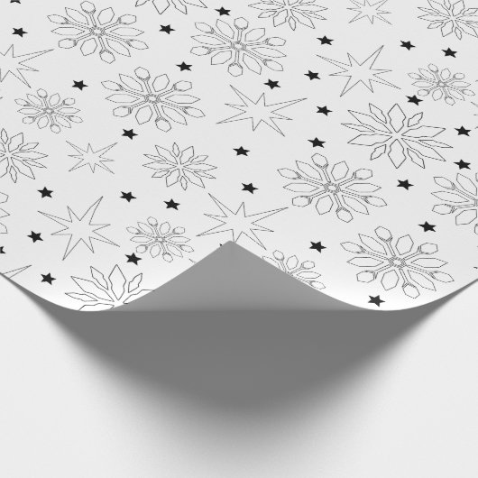 Einfaches Schwarz-Weiß-Niedliches Weihnachtsmuster Geschenkpapier (Ecke)