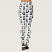 Einfaches Schwarz-Weiß-Owl-Muster Leggings (Rückseite)