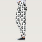 Einfaches Schwarz-Weiß-Owl-Muster Leggings (Links)