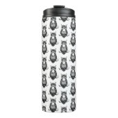 Einfaches Schwarz-Weiß-Owl-Muster Thermosbecher (Vorderseite)