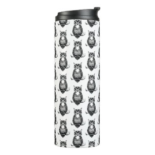 Einfaches Schwarz-Weiß-Owl-Muster Thermosbecher
