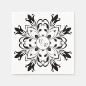 Einfaches Schwarz-Weiß-Papier Napkin Serviette (Vorderseite)