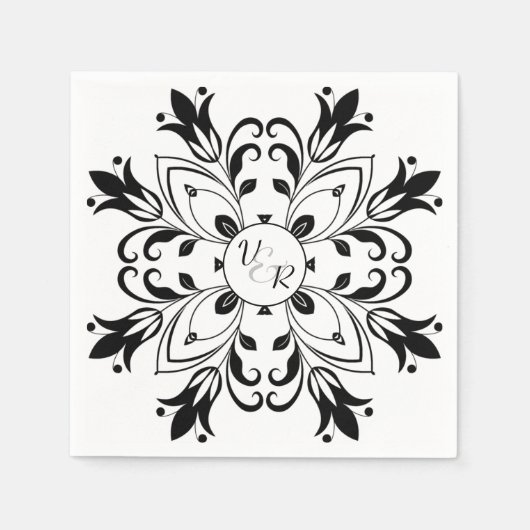 Einfaches Schwarz-Weiß-Papier Napkin Serviette (Vorderseite)